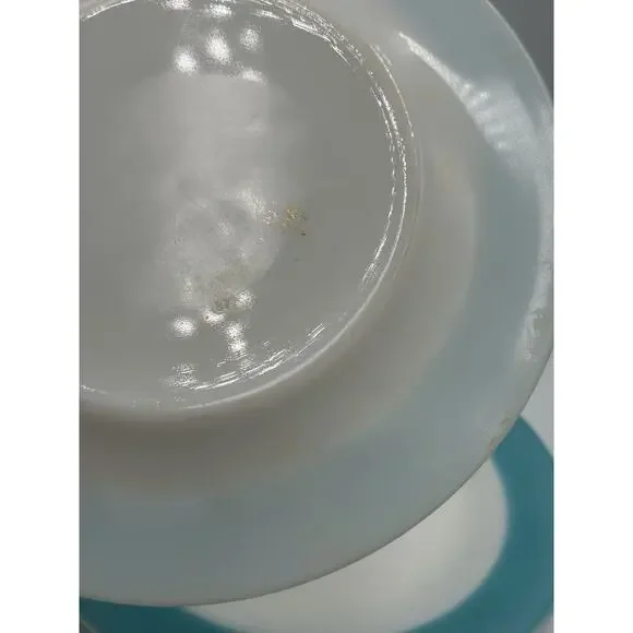 12 Pyrex Vintage Milk Glass Plates Teal Aqua Blue Dinnerware 6 Small 6 Large